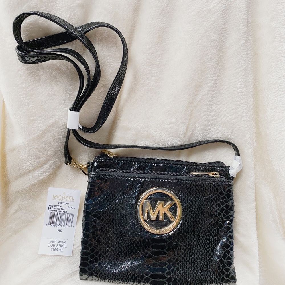 NWT Michael Kors Black Leather Crossbody Bag